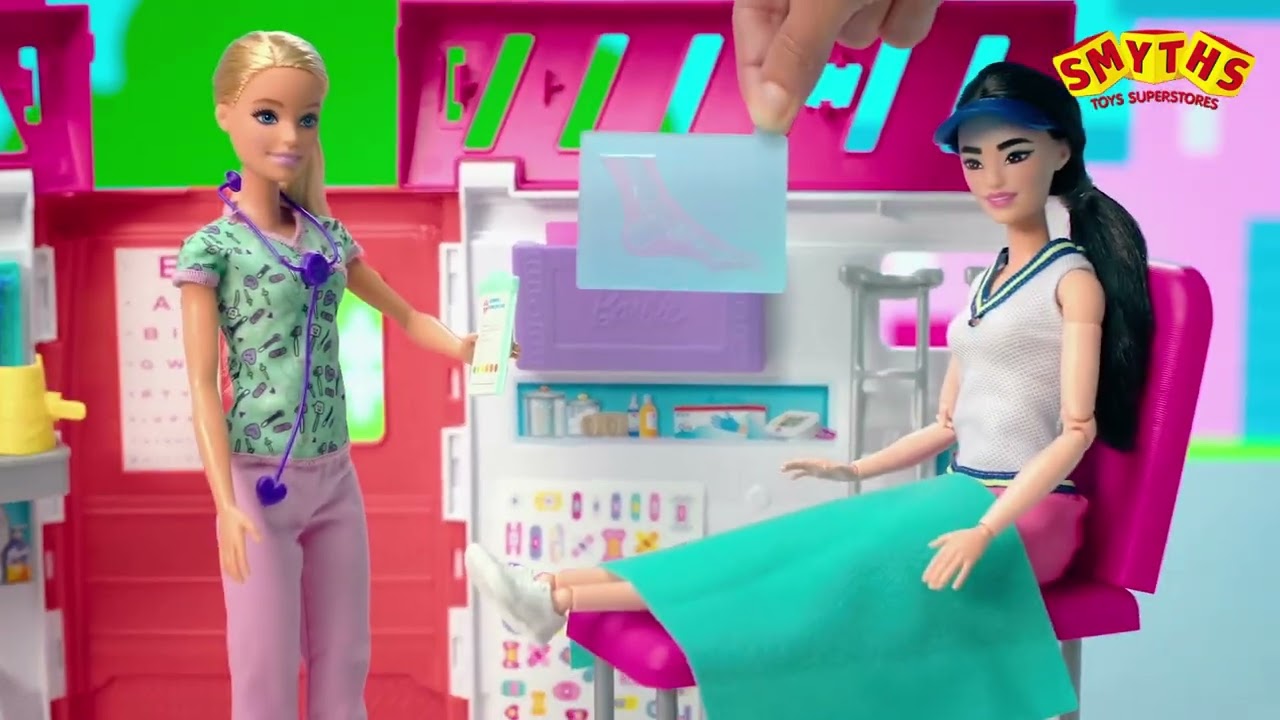 BARBIE COFFRET VÉHICULE Médical, Ambulance Transformable en Clinique