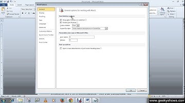 Microsoft Office Word 2010 Enable or Disable Mini Toolbar on Selection and Live Preview