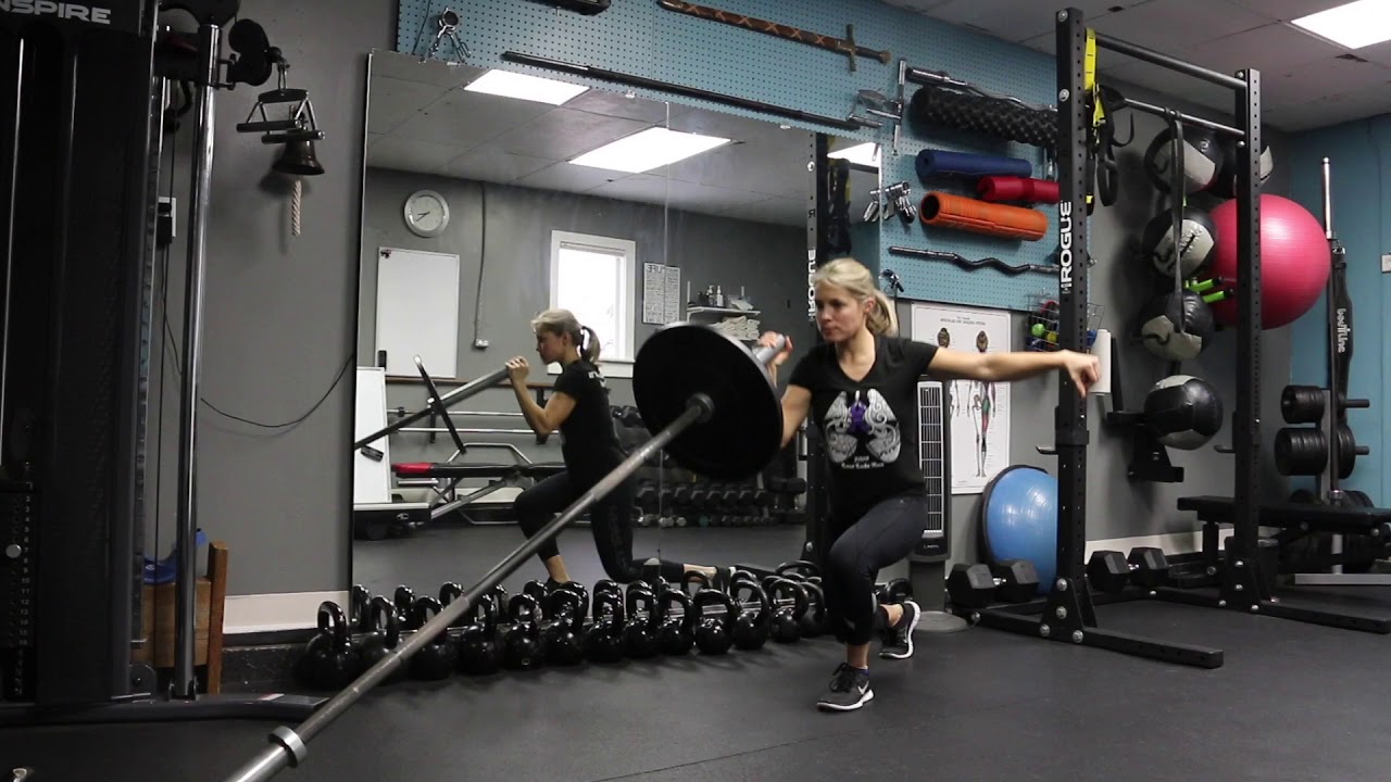Landmine Reverse Lunge to Single Arm Press - YouTube