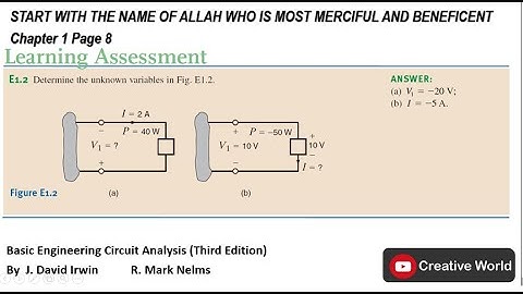 Learning Assessment E1.2 solution| Voltage & current calculations|Basic Engineering Circuit Analysis