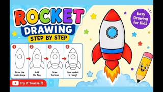 রকেট আঁকার সহজ উপায় 🚀 | শিশুদের জন্য সহজ রকেট ড্রয়িং | ধাপে ধাপে ড্রয়িং screenshot 2