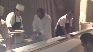 Iron Chef Morimoto makes a 120 ft long sushi roll