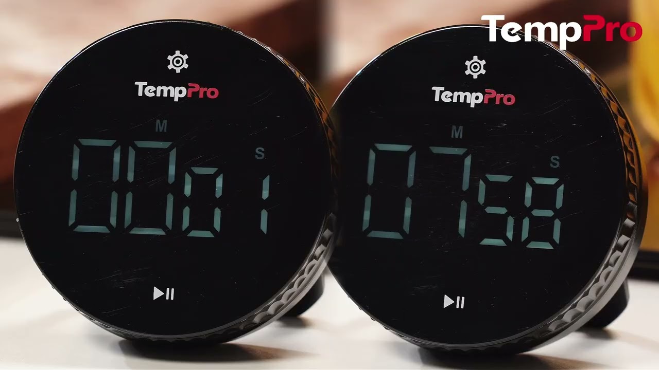 Minuteur de cuisine numérique TempPro TM04B - Commande à une touche, écran LED de 3,1 po