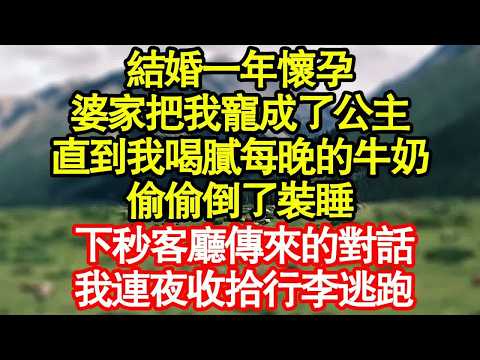 結婚一年懷孕，婆家把我寵成了公主，直到我喝膩每晚的牛奶，偷偷倒了裝睡，下秒客廳傳來的對話，我連夜收拾行李逃跑 真情故事會｜老年故事｜情感需求｜養老｜家庭正能量