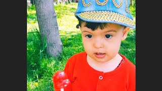 Cute baby eating funny candy in nature#nature #cute #funny