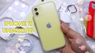 iPhone 11 Unboxing! 💛 (New Packaging) Set up + Cute Cases // Early 2021 ✨