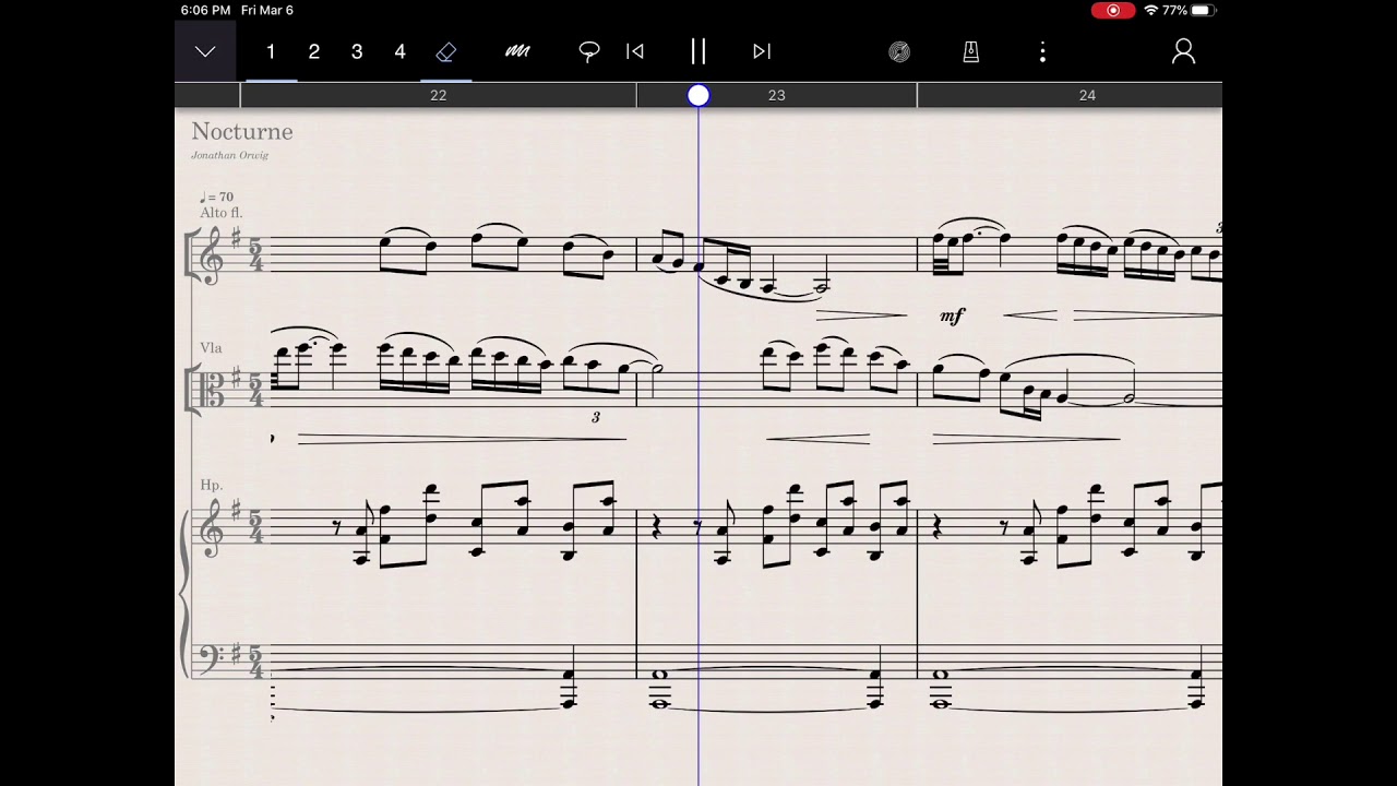 Nocturne for Flute, Viola and Harp (StaffPad, Berlin First Chairs, Berlin Woodwinds)