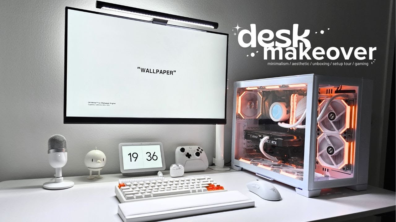 Gaming desk makeover 2024 🤍 | minimal, white aesthetic, setup tour, new keyboard