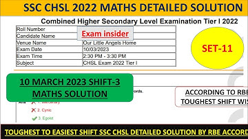 SSC CHSL 2022 Tier-1 math Detailed Solution |10 March 2023 shift3 chsl solution | chsl 2022 solution