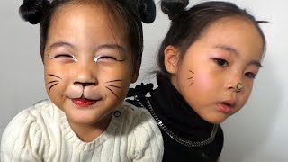 어린이를 위한!! 할로윈 고양이 메이크업(feat.키티메이크업) 튜토리얼 *Easy Halloween Child Cat makeup tutorial. screenshot 2