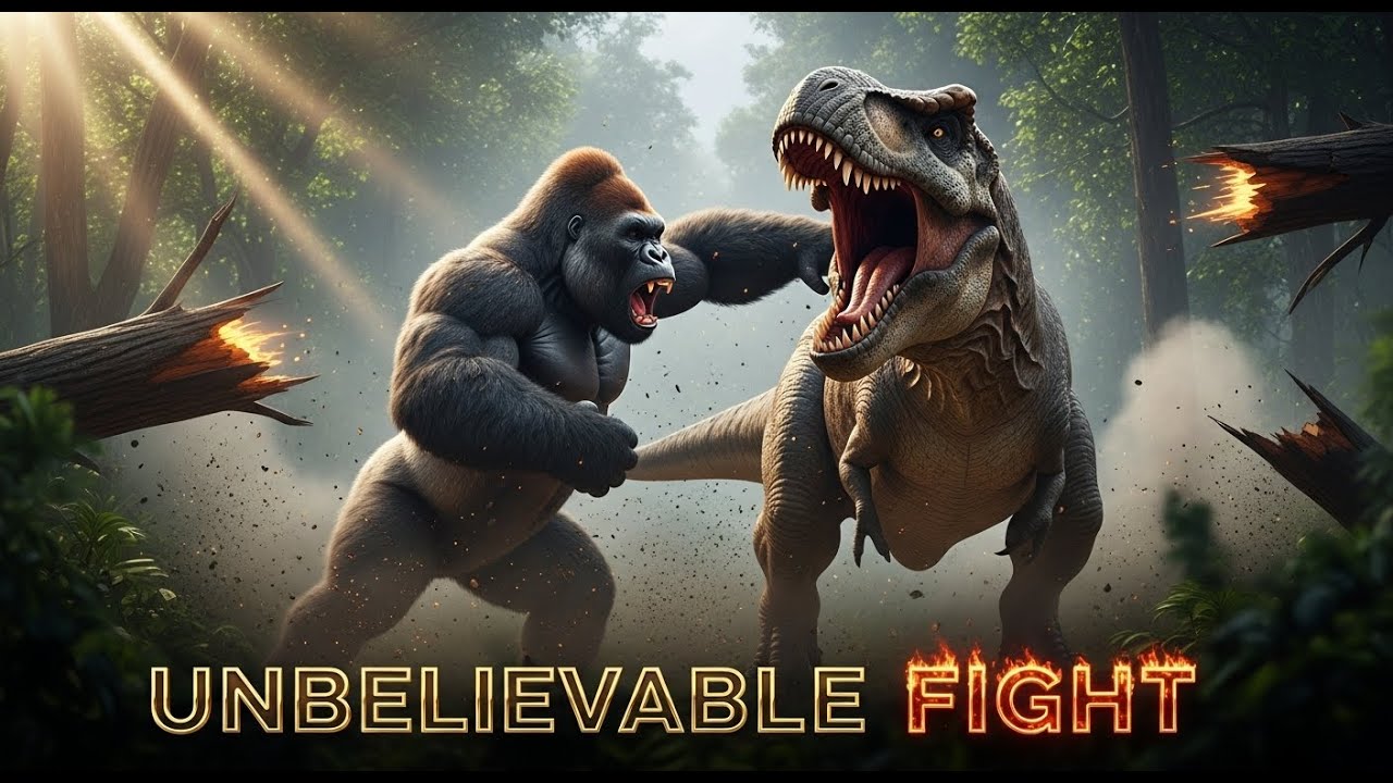 Unbelievable Fight Gorilla Vs Dinosaur Realistic Jungle Youtube 