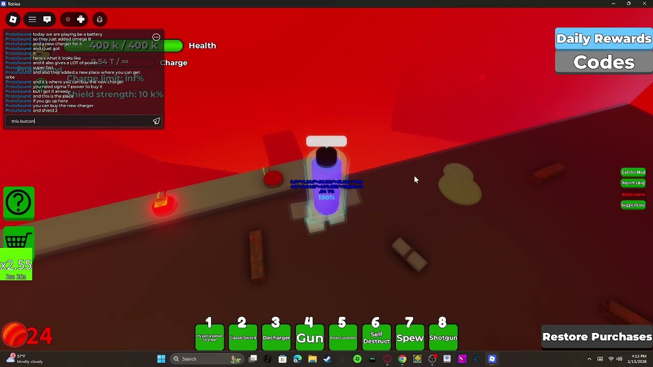 playing be a battery roblox