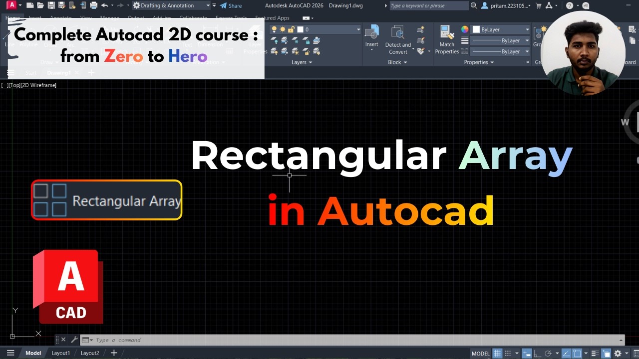 Rectangular Array in AutoCAD Explained | AutoCAD 2D for Civil Engineers ...