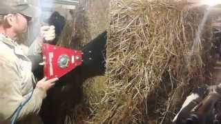 Hand held round bale and silage saw.