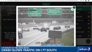Crash showing traffic on I-77 south