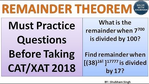 Remainder theorem questions for CAT 2018-Part 2 | Concept of Remainders For CAT