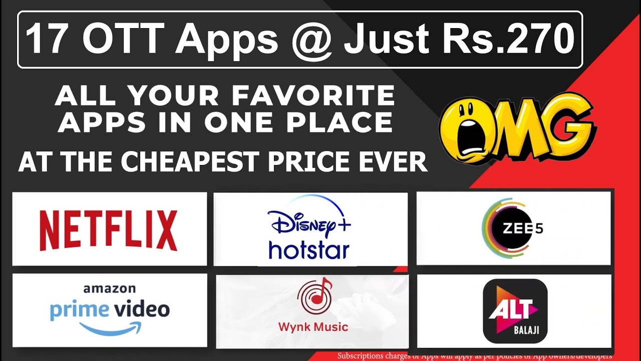 All Ott Apps Subscription 270 Netflix Sonyliv Amazonprime Tataplaybinge Airtelxstream Ottapps Youtube