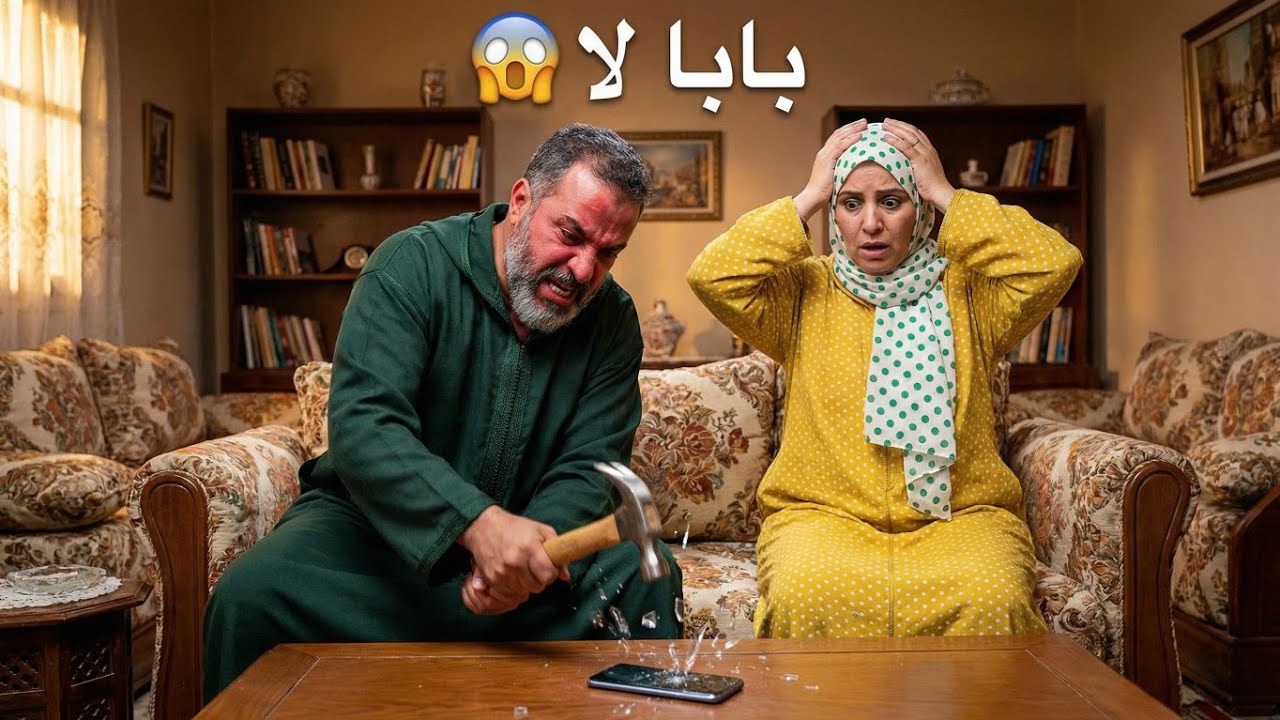 هرس ليها باباها التيلفون 😱