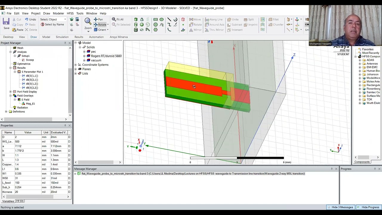 Ka Band Microwave Waveguide to Micro-Strip Line Transition Design and Modeling using ANSYS HFSS.