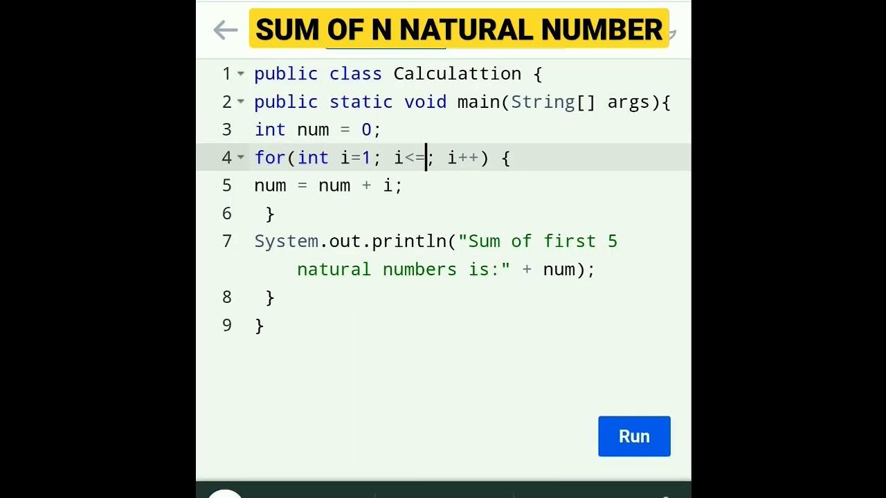 Sum of n natural numbers | Java Program | How To Find Sum Of Number ...