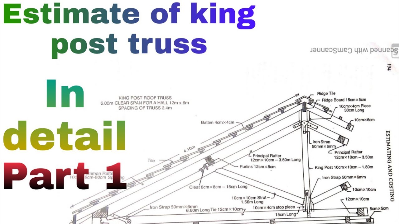 Estimate of king post truss, QSC 2nd, part 1, civil engineering diploma