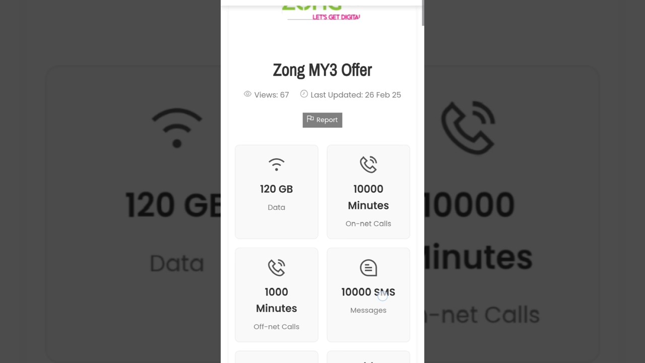 Zong MY3 Offer _ Zong 120gb data package code