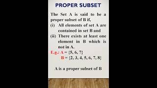Proper Subset of Set. #sets #cbseboard #maths #exam #education #mathstricks #settheory
