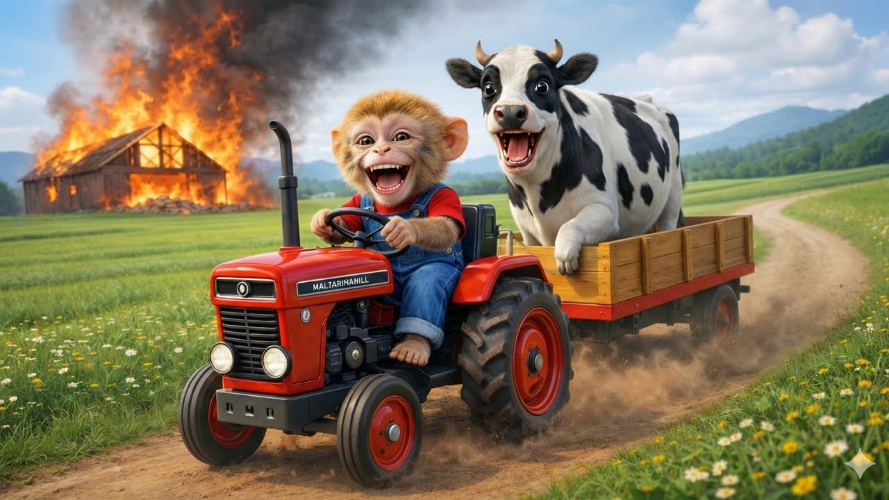 Monkey Mita Rebuilds the Cow’s House After a Lightning Storm │monkey farm