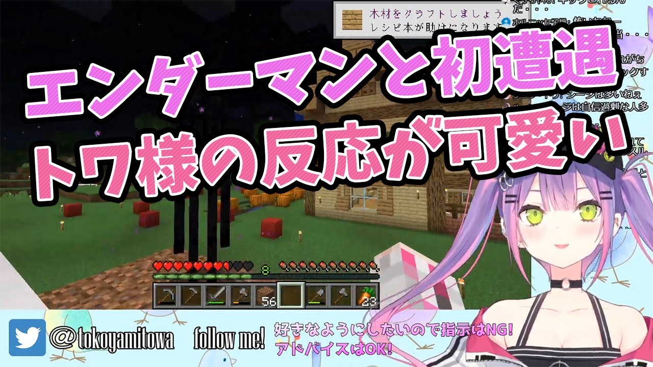 【常闇トワ】エンダーマンと初遭遇したトワ様の反応が可愛すぎる【切り抜き動画】