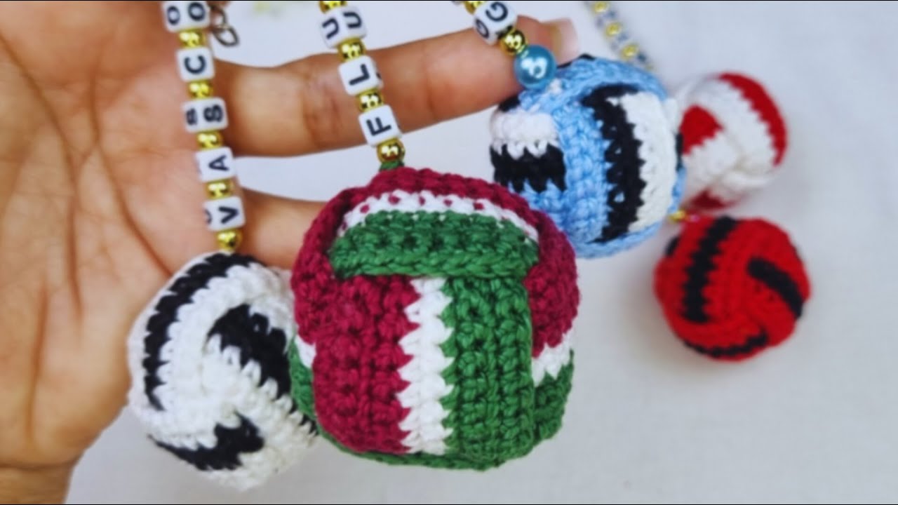 Chaveiro de bola crochê(time)-dia dos pais