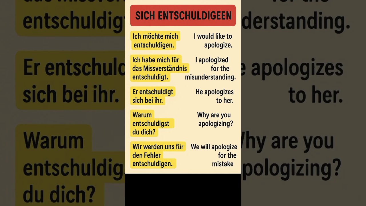 sich entschuldigen phrases 