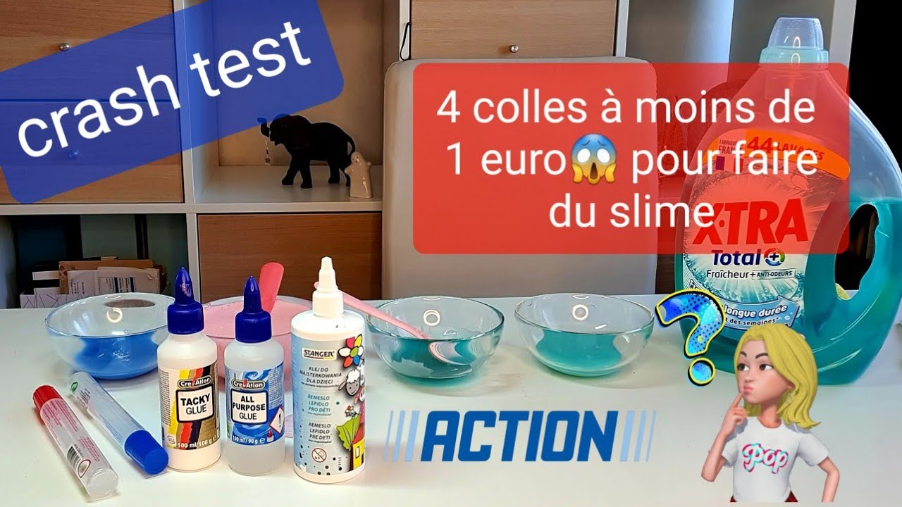 SLIME 4 colles à moins de 1 EURO chez ACTION je teste ce que ça vaut #slime  