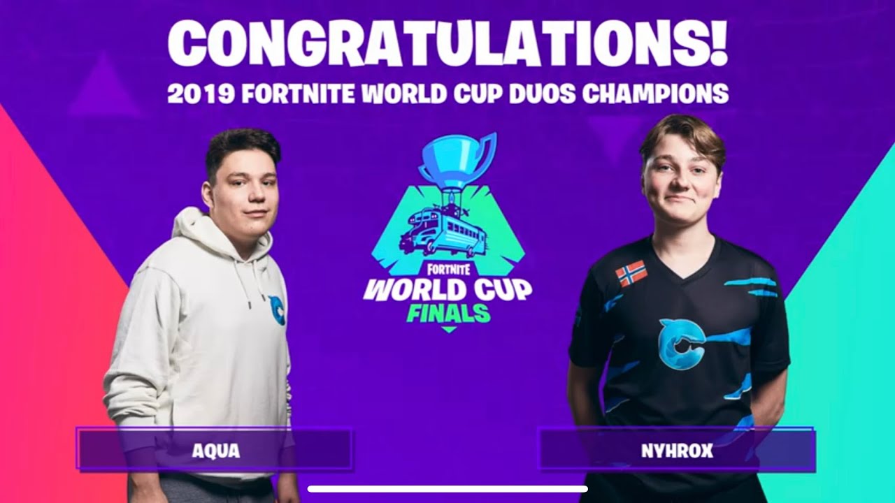 THE MOMENT AQUA + NYHROX WON THE FORTNITE WORLD CUP !