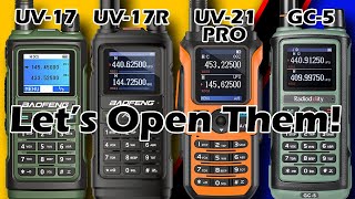 Baofeng UV-17, UV-17R, UV-21PRO and Radioddity GC-5. A look inside!