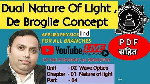 Dual Nature Of Light | De Broglie Concept | Wave Optics | Nature and Th of Light | Part - 04