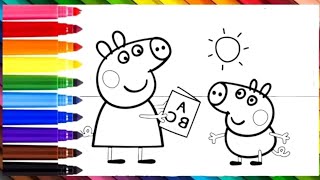 How to draw Peppa Pig And George for kids/Drawing Painting Coloring Peppa Pig And George #peppapig