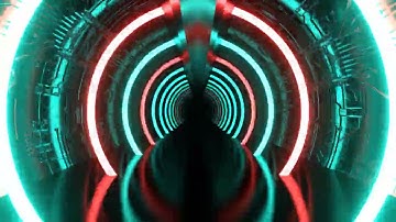 Turquoise and Red Neon Strobe Corridor With Round Arches Background vj loops