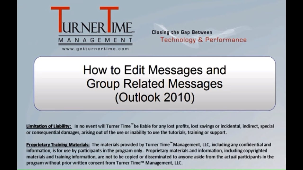 How to Keep Messages Together with 'Edit Message' in Outlook 2010 - by Turner Time Management time management tools for teachers