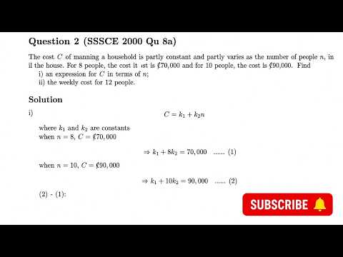 Partial Variation Made Easy | Find the Cost Equation (SSSCE 2000 Qu 8a)