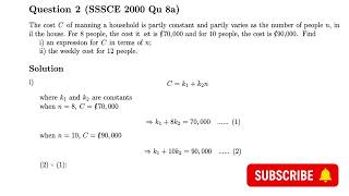 Partial Variation Made Easy | Find the Cost Equation (SSSCE 2000 Qu 8a)