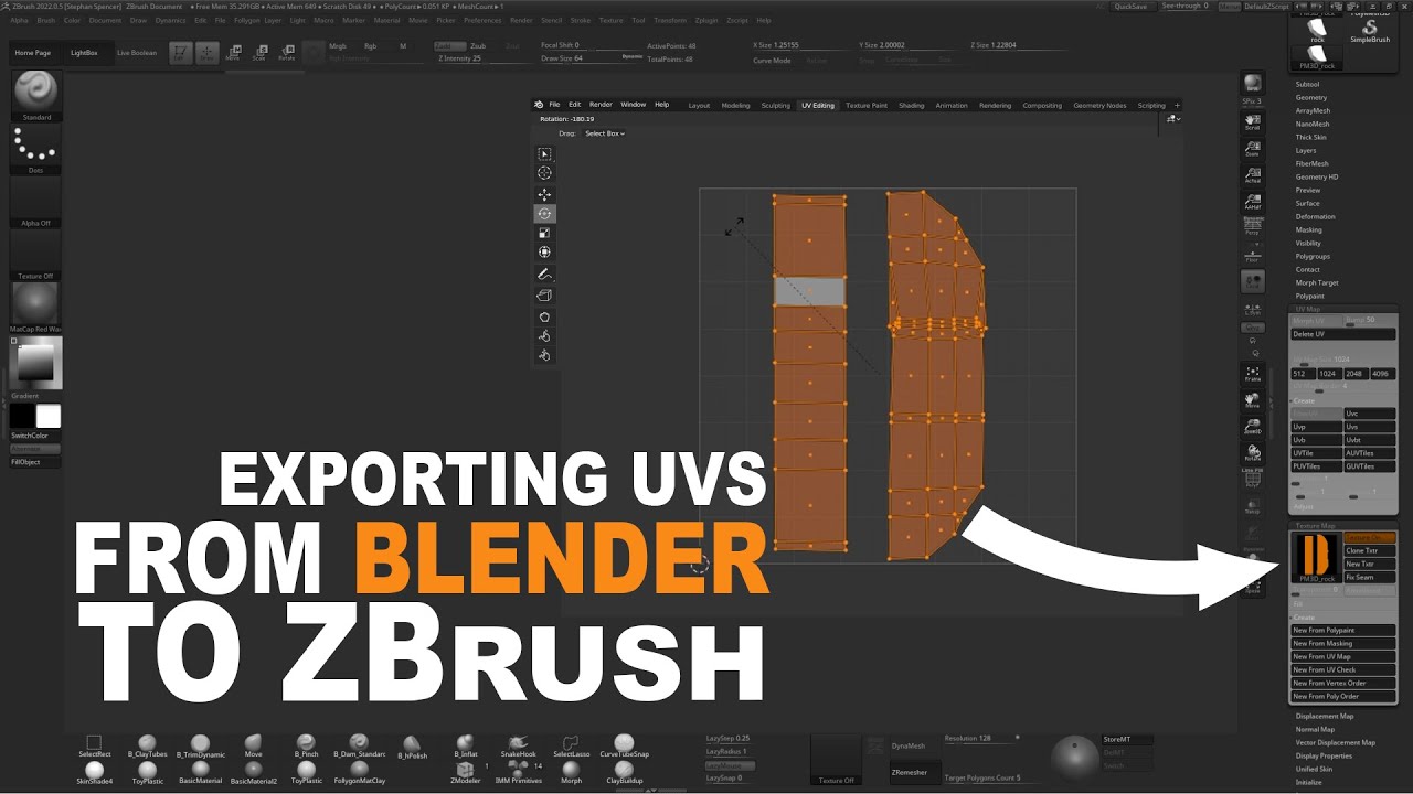 export uv in zbrush