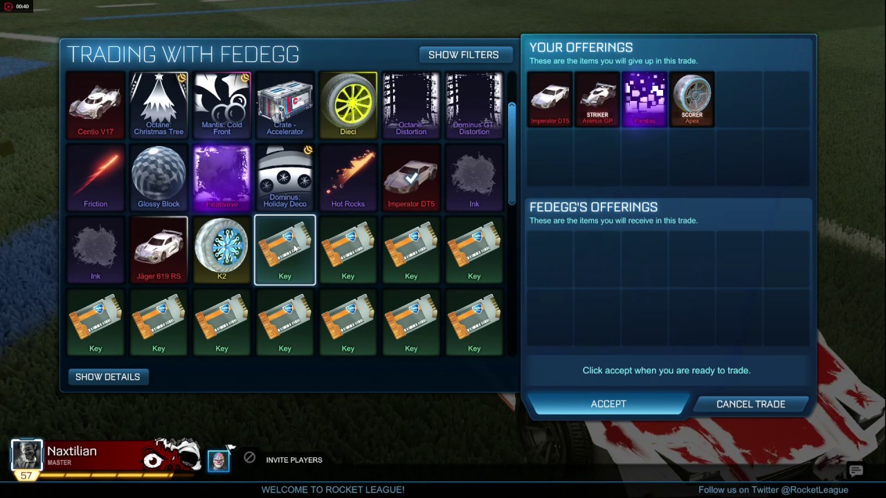 Rocket League Trade for SKY BLUE WONDERMENT !