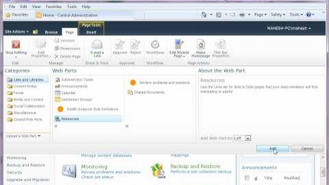 Editing SharePoint Central Administration Home Page