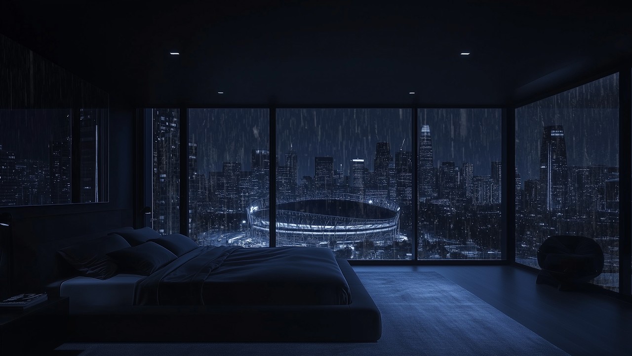 Soft Rain in Night City for Deep Sleep, Insomnia Relief & Total Relaxation All Night | No Ads