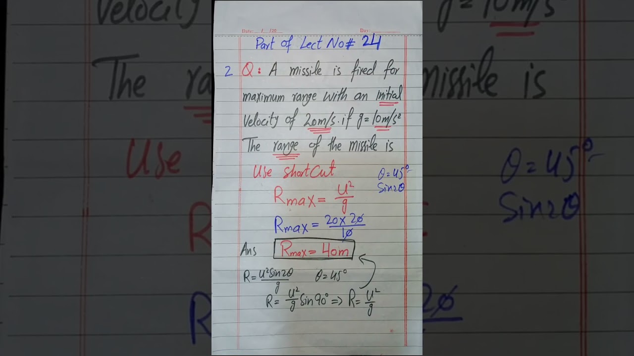 Kinematic | Projectile ,Time of Flight, Max Height, Range | B-CAT/ECAT| 
