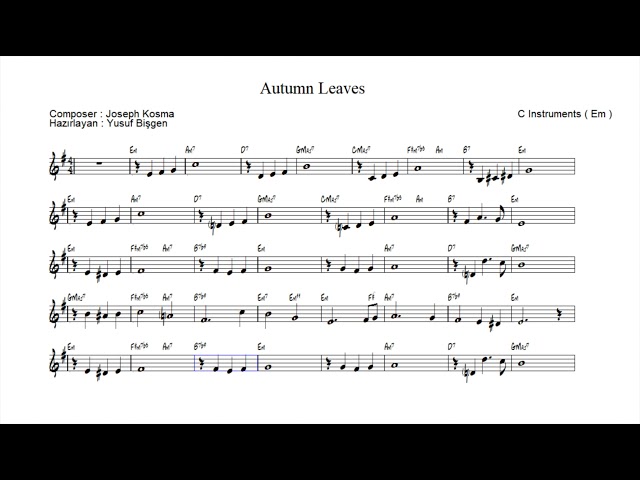 Nota Akor Eşlik - Autumn Leaves - C Instruments ( Mi ) class=