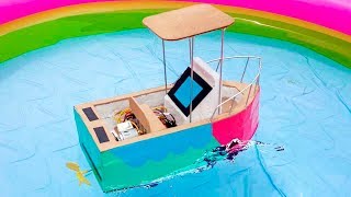 How To Make a Boat || How to make an Electric Motor Boat using Thermocol DC motor and Cardboard