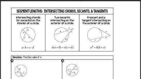Segments Lengths: Chords, Secants, Tangents