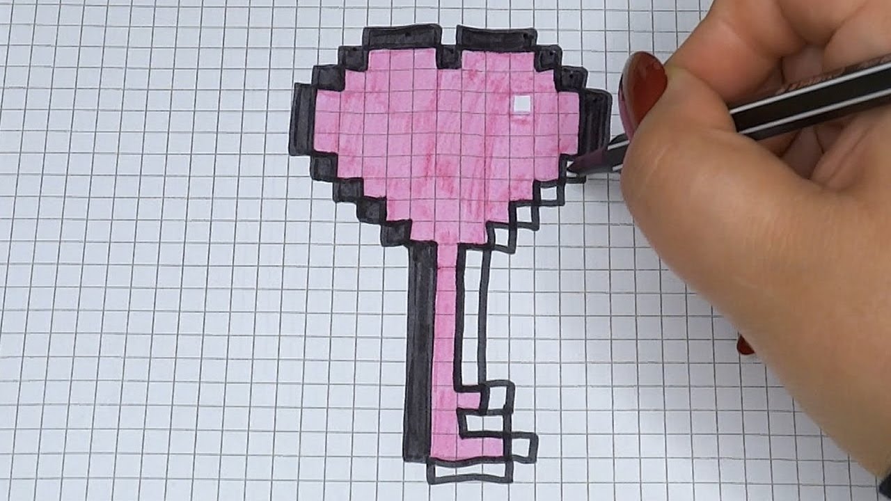 DIY Handmade Pixel Art | How to draw a Heart Key | Easy Valentines Day Mothers Day Drawing