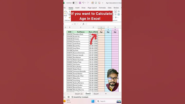 Want to Calculate Age in Excel‼️Use Amazing Three Functions #exceltips #excel #shorts #exceltricks